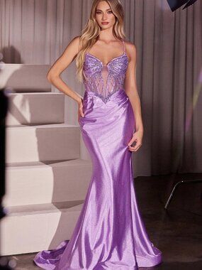 NEW LAVENDER Evening Gown Floor Length Formal Elegant Stunning CC8879